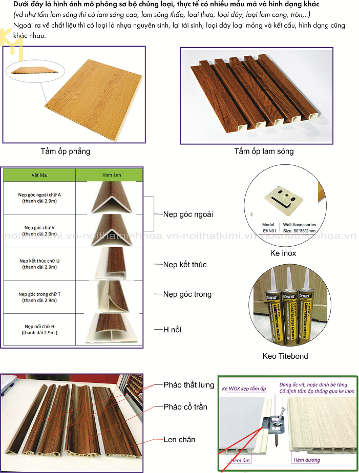 chung loai tam op PVC